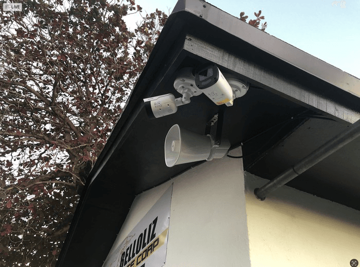 Cameras and a talk-down speaker installed at Belloliz Service Corp
