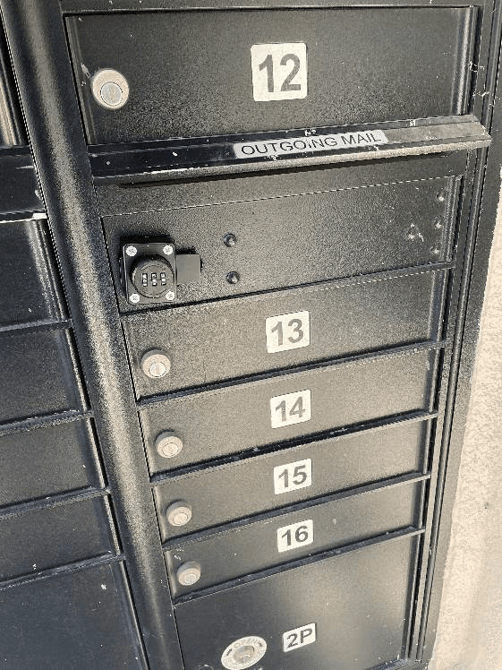 USPS mailbox hardened with a superimposed coded lock